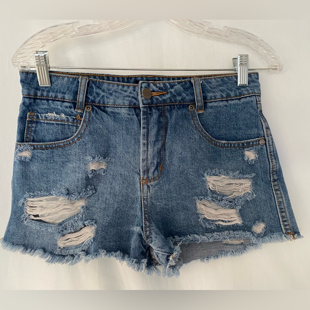 Rvca Boyfriend Style Blue Jean Shorts
